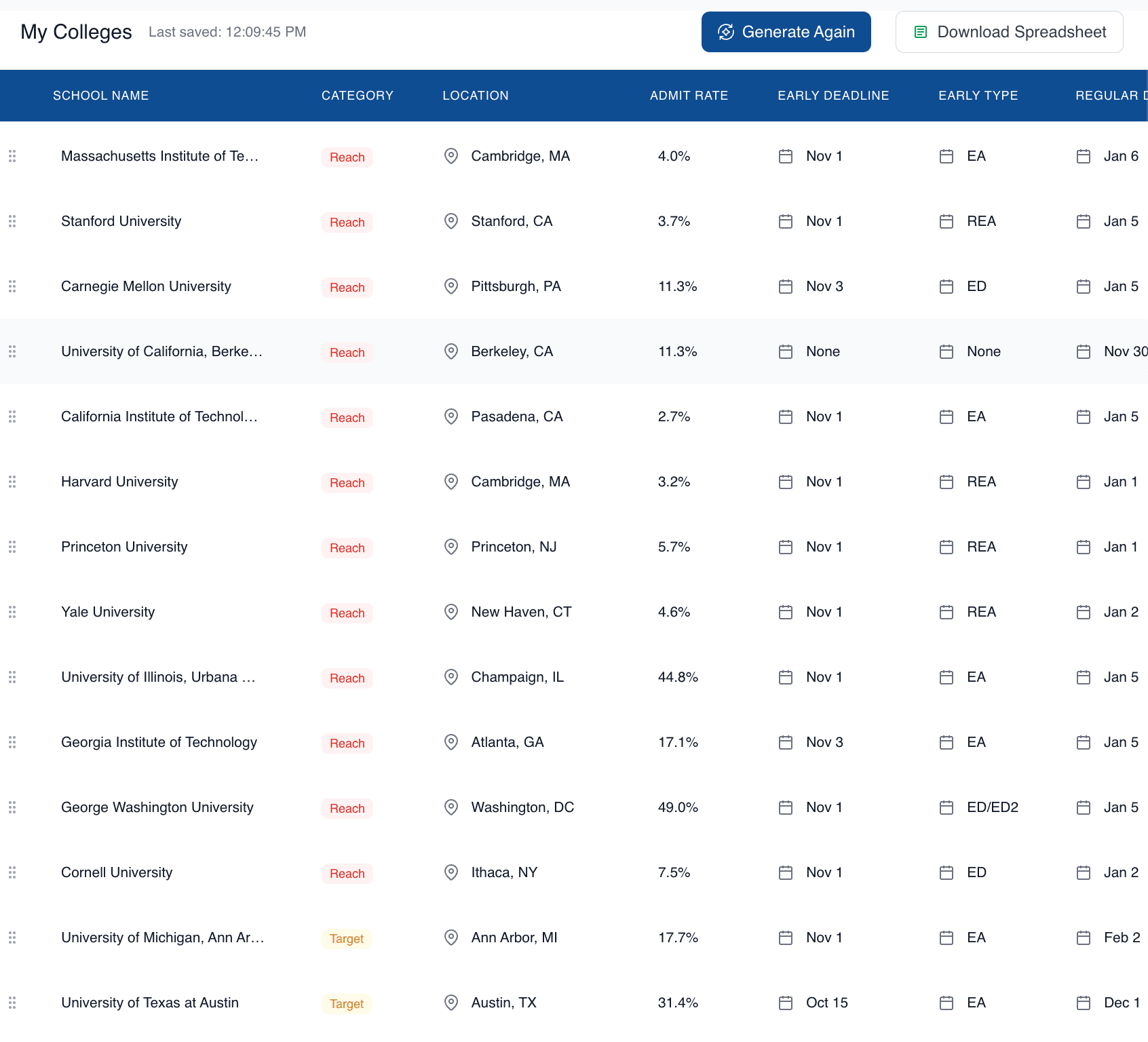 College List Generator Preview